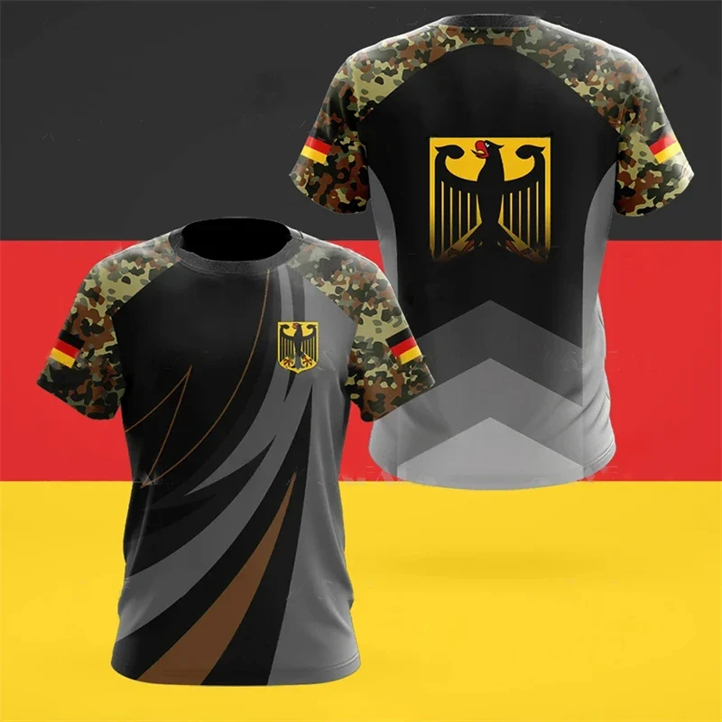 Herren Fashion Deutschland Vintage 3D T-Shirt Rundhals Unisex Sommer Streetwear