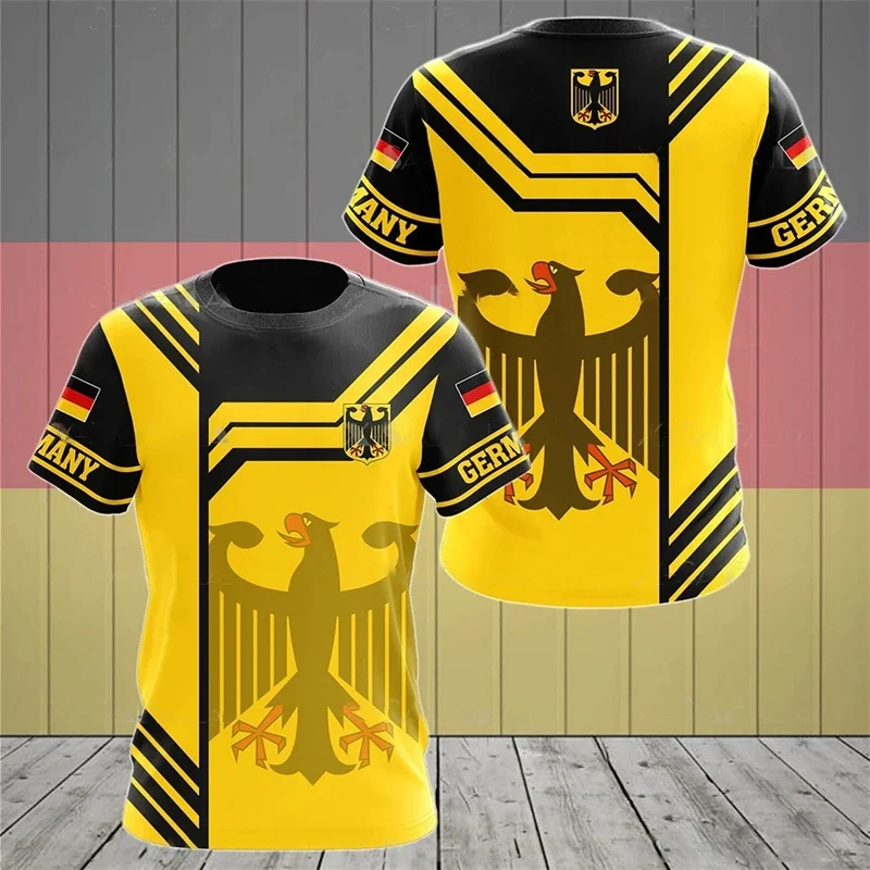 Herren Fashion Deutschland Vintage 3D T-Shirt Rundhals Unisex Sommer Streetwear