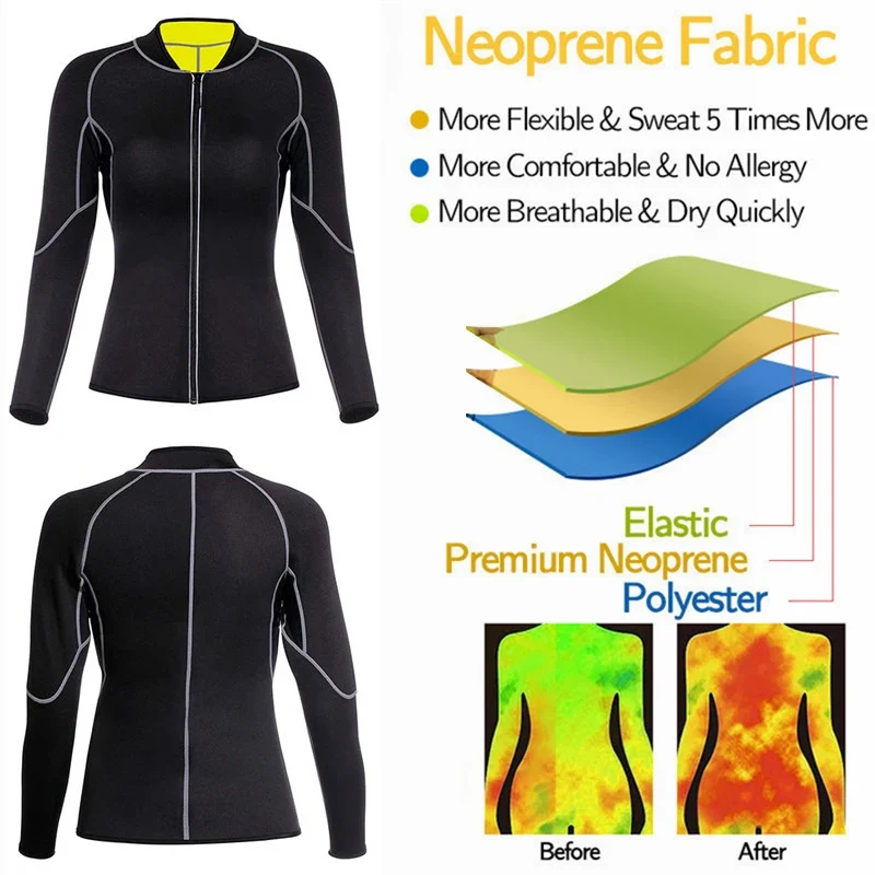 Damen Sauna Weste Abnehmen Anzug Schwitz Hose Sport Shirt Polymer Fitness Yoga