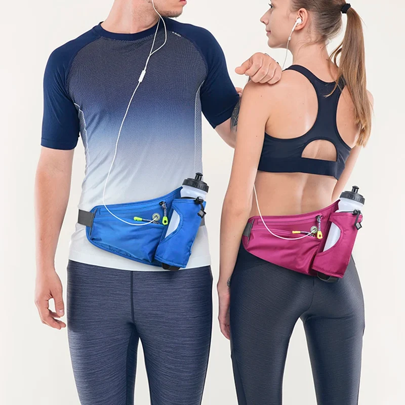 Laufen Gürtel mit Wasserflasche Bauchtasche Reißverschlusstaschen Tasche Joggen