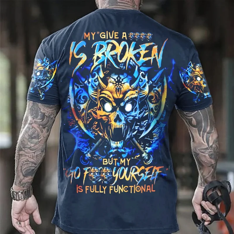 Fashion Herren Horror Skull T-Shirt Rundhals Unisex Sommer Streetwear Tank Top