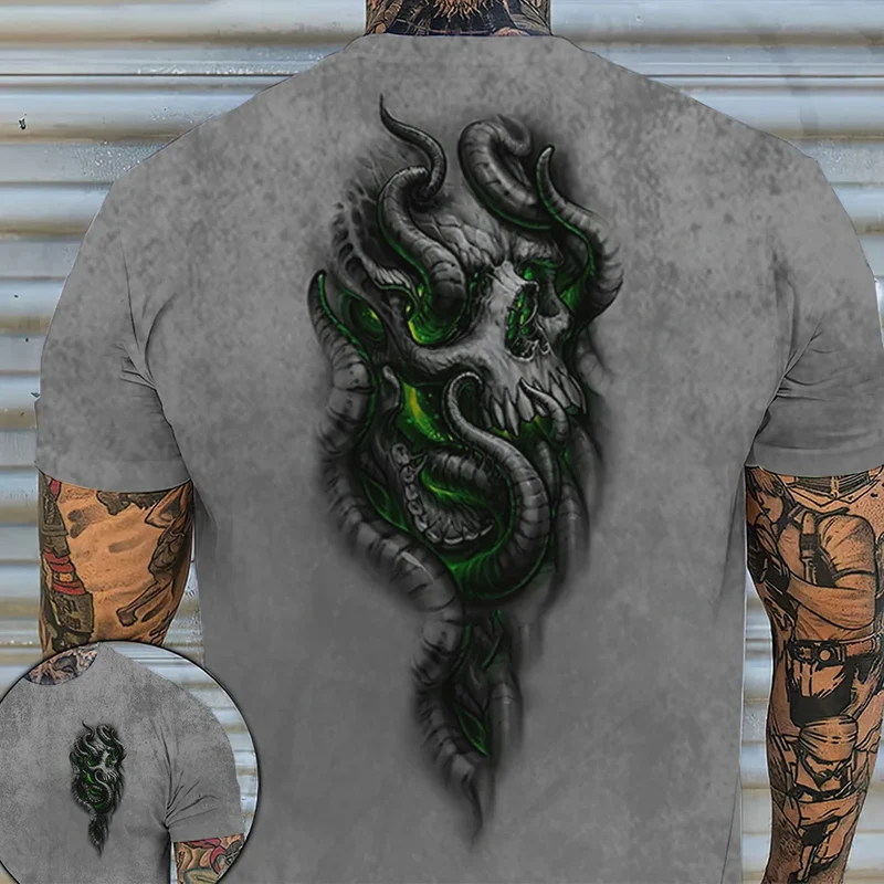 Fashion Herren Horror Skull T-Shirt Rundhals Unisex Sommer Streetwear Tank Top