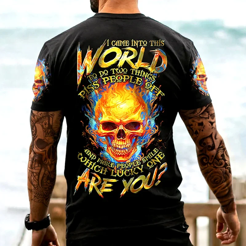 Fashion Herren Horror Skull T-Shirt Rundhals Unisex Sommer Streetwear Tank Top