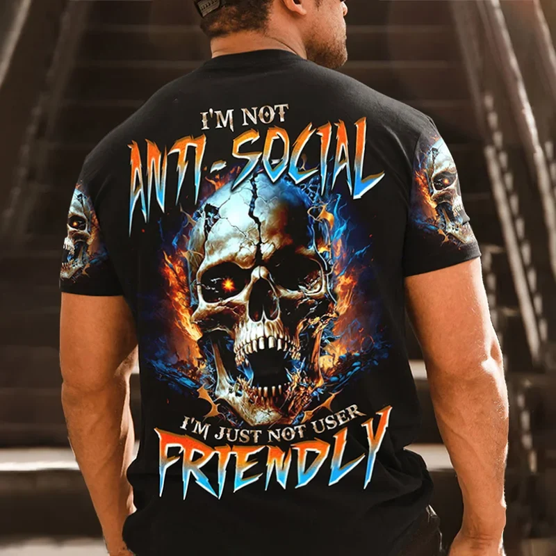 Fashion Herren Horror Skull T-Shirt Rundhals Unisex Sommer Streetwear Tank Top