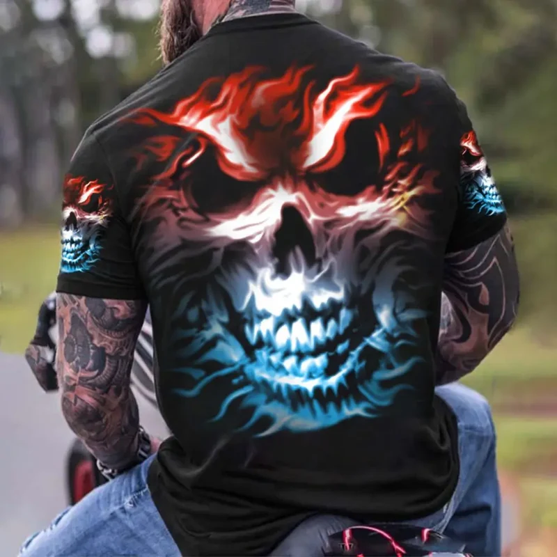 Fashion Herren Horror Skull T-Shirt Rundhals Unisex Sommer Streetwear Tank Top