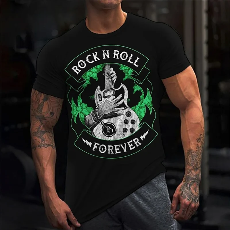 Fashion Herren Rock N Roll 3D T-Shirt Rundhals Unisex Sommer Streetwear Tank Top