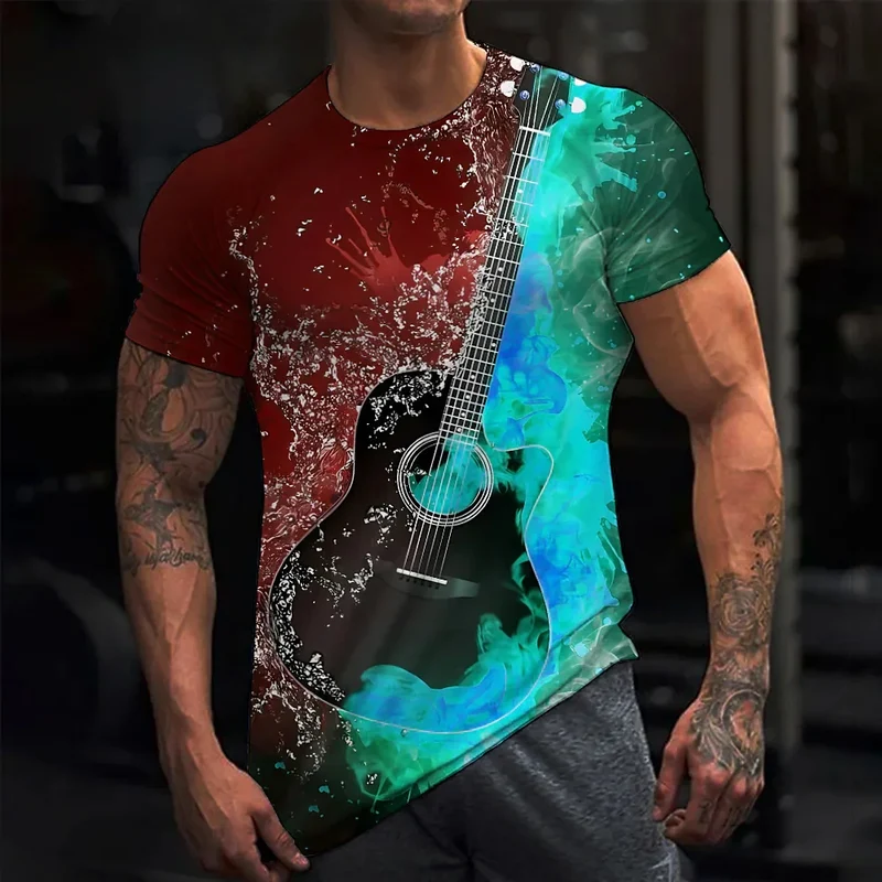 Fashion Herren Rock N Roll 3D T-Shirt Rundhals Unisex Sommer Streetwear Tank Top