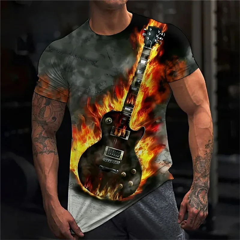 Fashion Herren Rock N Roll 3D T-Shirt Rundhals Unisex Sommer Streetwear Tank Top