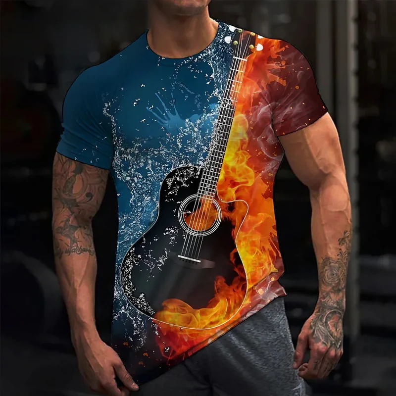 Fashion Herren Rock N Roll 3D T-Shirt Rundhals Unisex Sommer Streetwear Tank Top