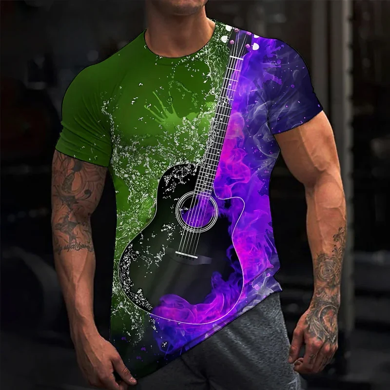 Fashion Herren Rock N Roll 3D T-Shirt Rundhals Unisex Sommer Streetwear Tank Top