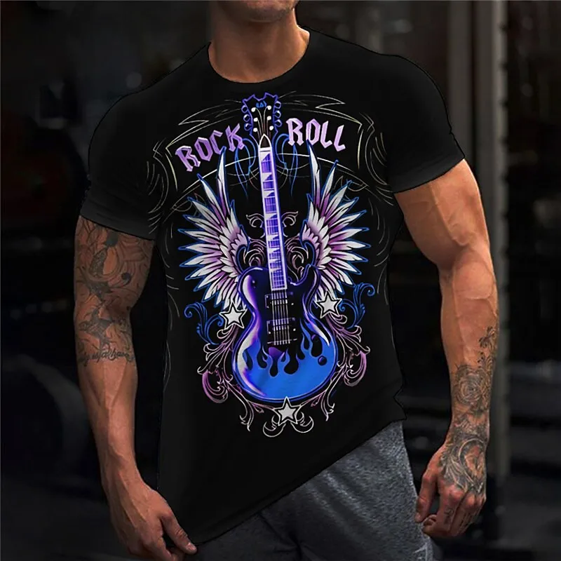 Fashion Herren Rock N Roll 3D T-Shirt Rundhals Unisex Sommer Streetwear Tank Top