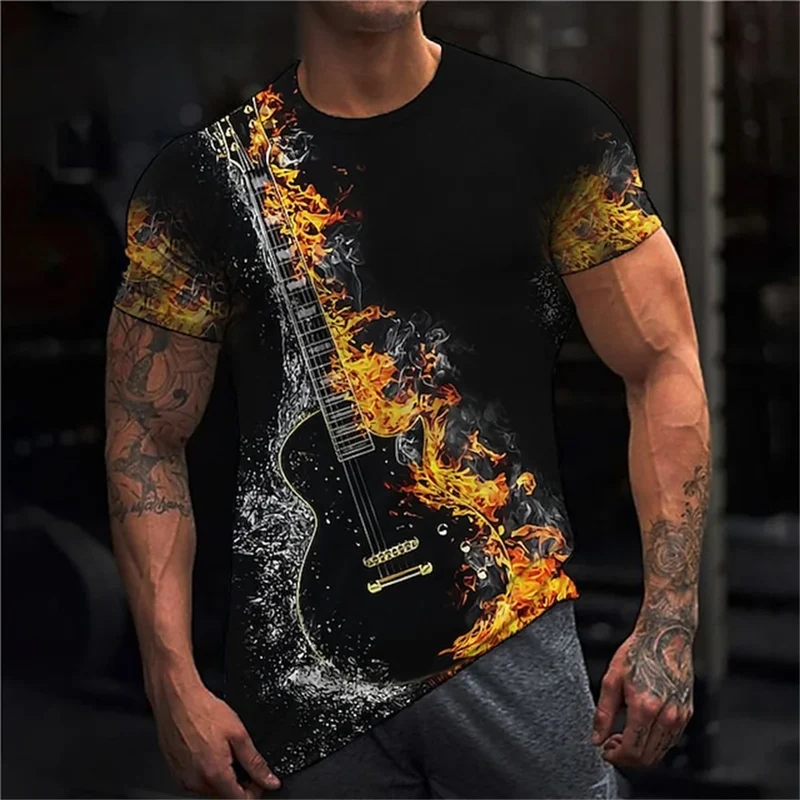 Fashion Herren Rock N Roll 3D T-Shirt Rundhals Unisex Sommer Streetwear Tank Top