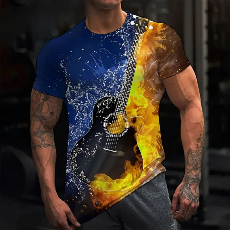 Fashion Herren Rock N Roll 3D T-Shirt Rundhals Unisex Sommer Streetwear Tank Top