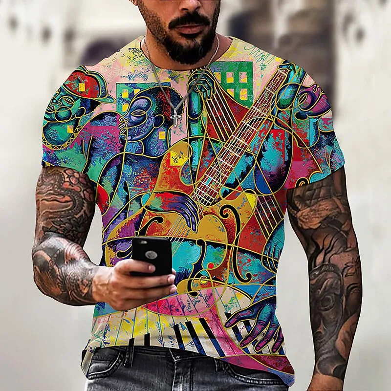 Fashion Herren Rock N Roll 3D T-Shirt Rundhals Unisex Sommer Streetwear Tank Top