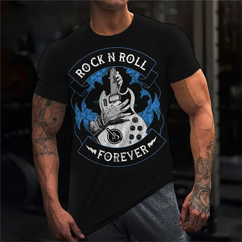Fashion Herren Rock N Roll 3D T-Shirt Rundhals Unisex Sommer Streetwear Tank Top