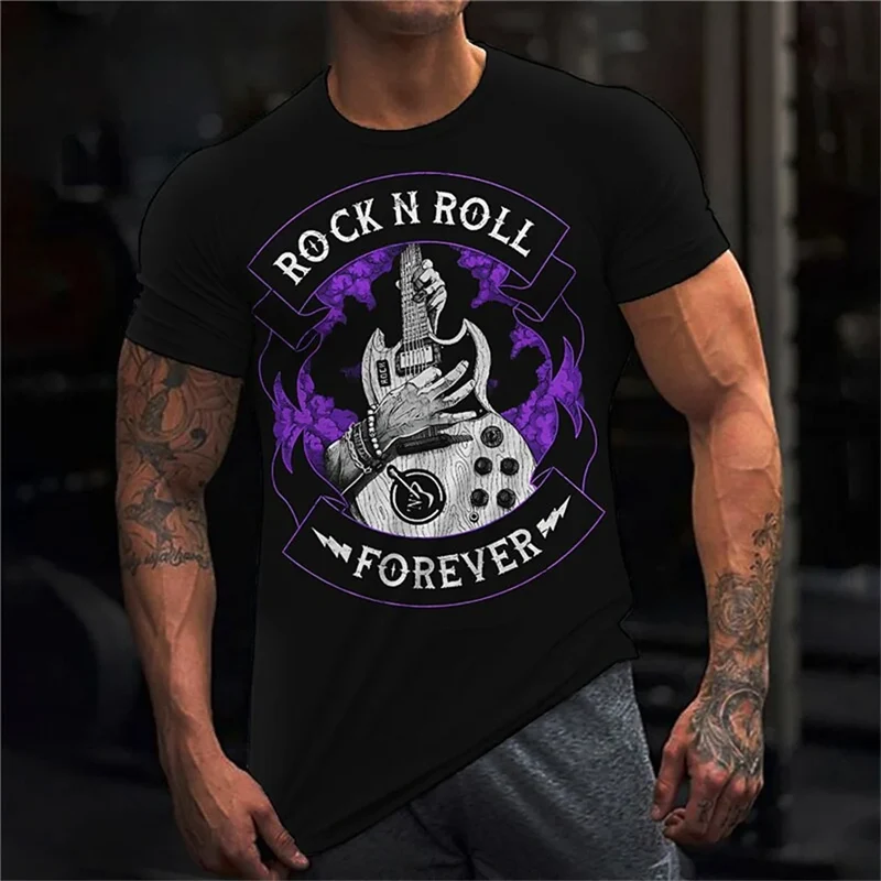 Fashion Herren Rock N Roll 3D T-Shirt Rundhals Unisex Sommer Streetwear Tank Top