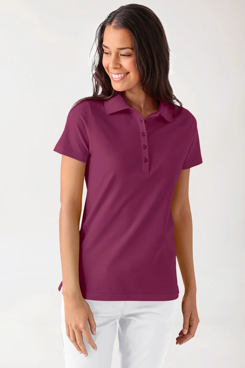 Stretch Shirt Damen - Polokragen berry