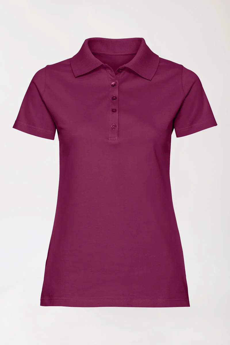 Stretch Shirt Damen - Polokragen berry