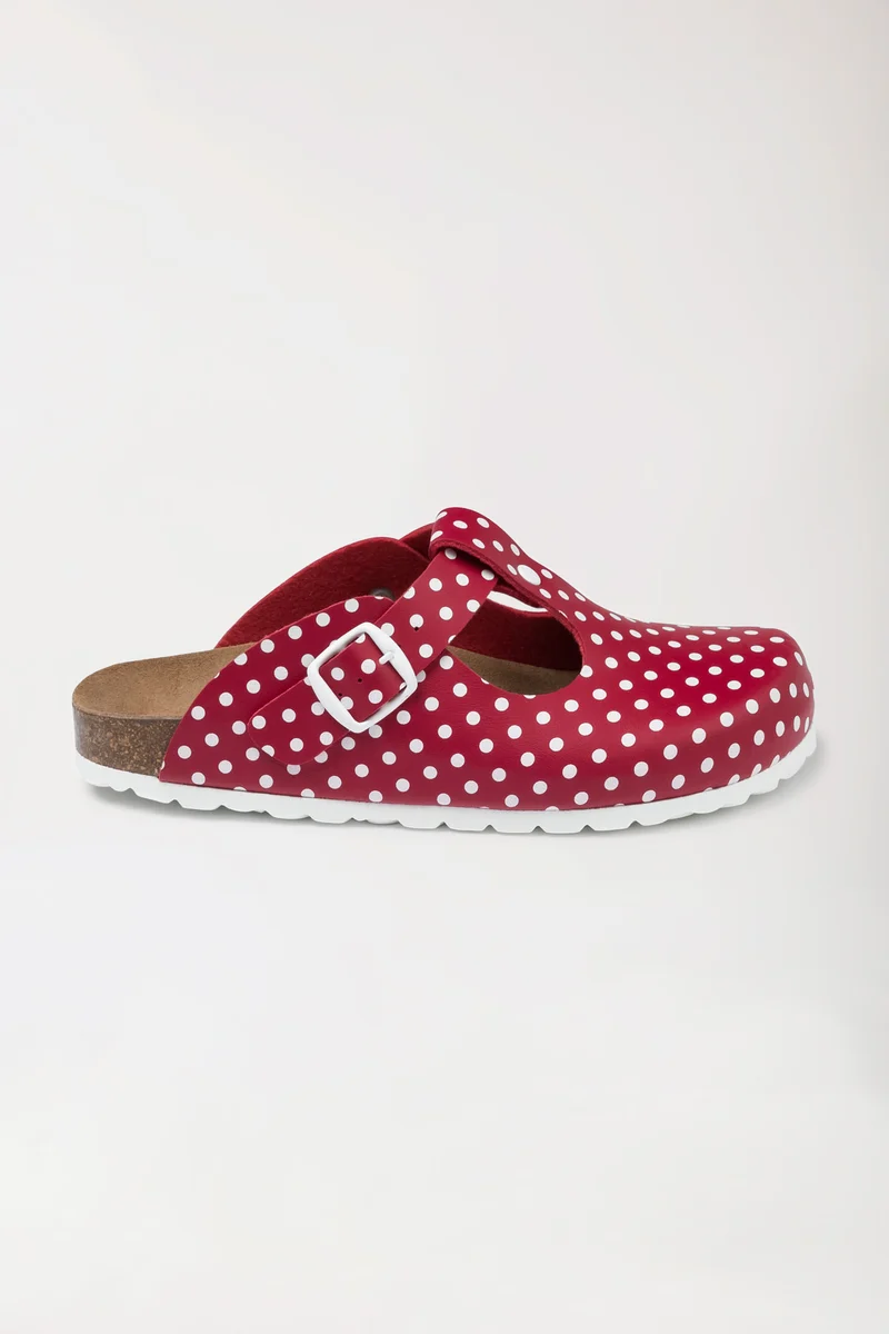Damen Clog rot/weiß