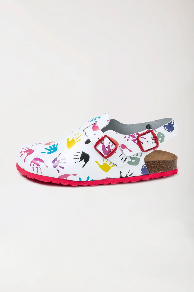Damen Clog weiß/bunt