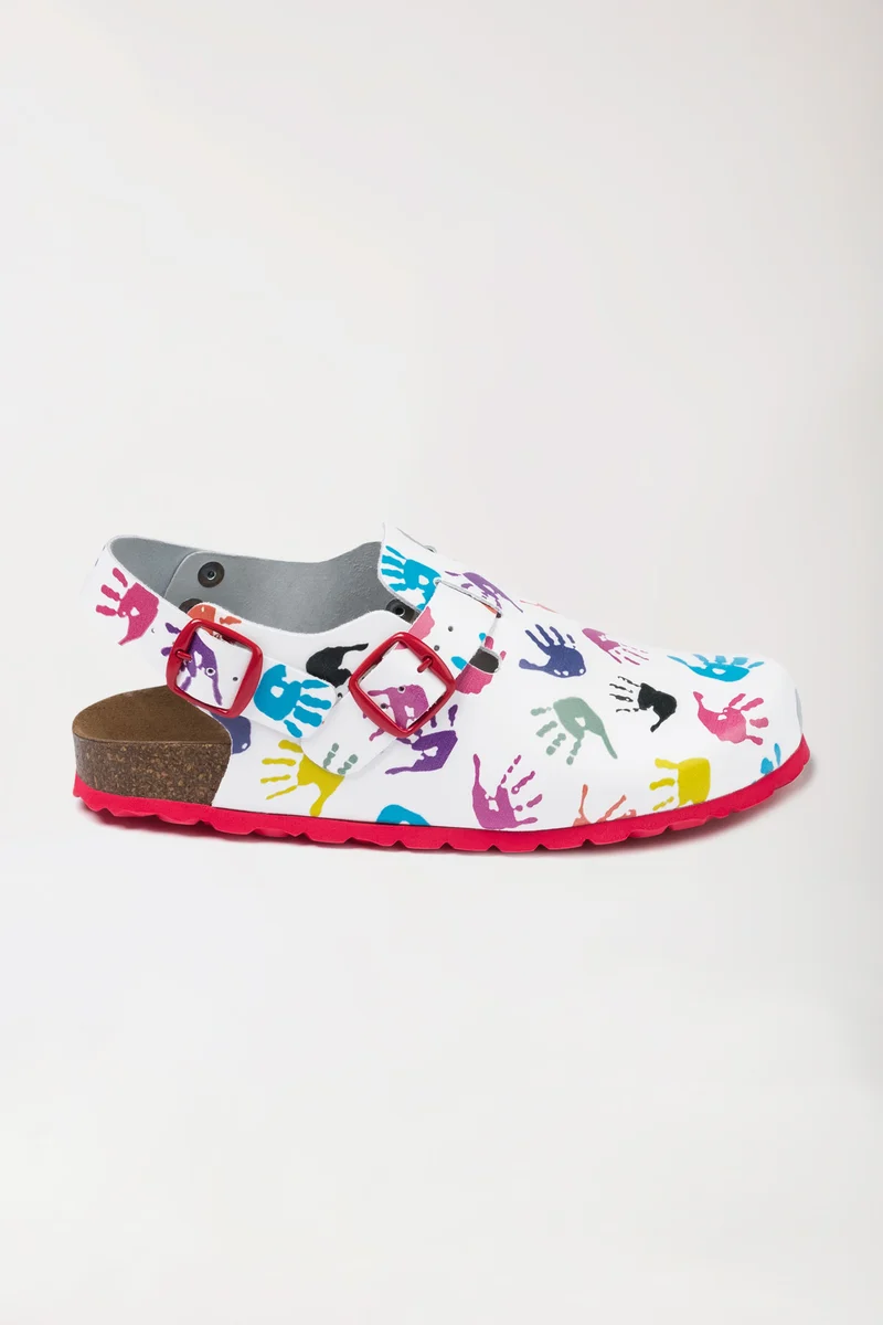 Damen Clog weiß/bunt