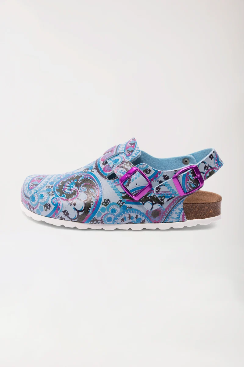 Damen Clog bunt/blau