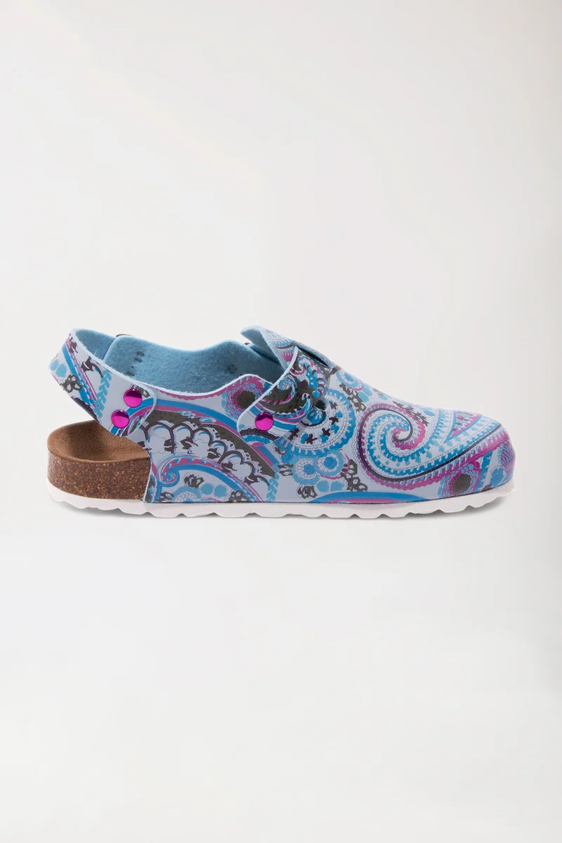 Damen Clog bunt/blau