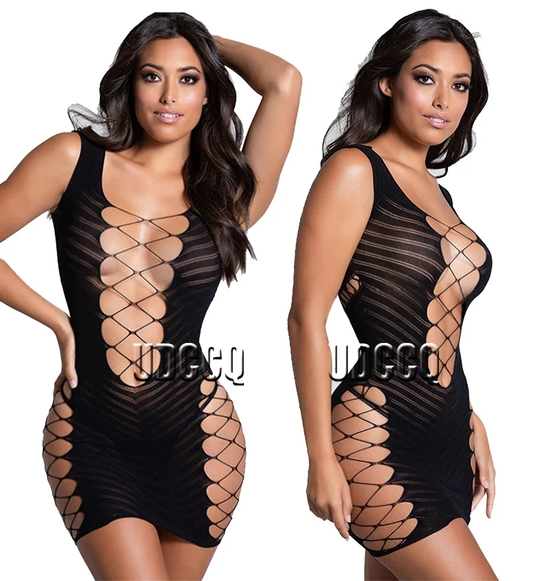Damen Sexy Spitze Dessous Bodysuit Babydoll Reizwäsche Body Unterwäsche Schwarz