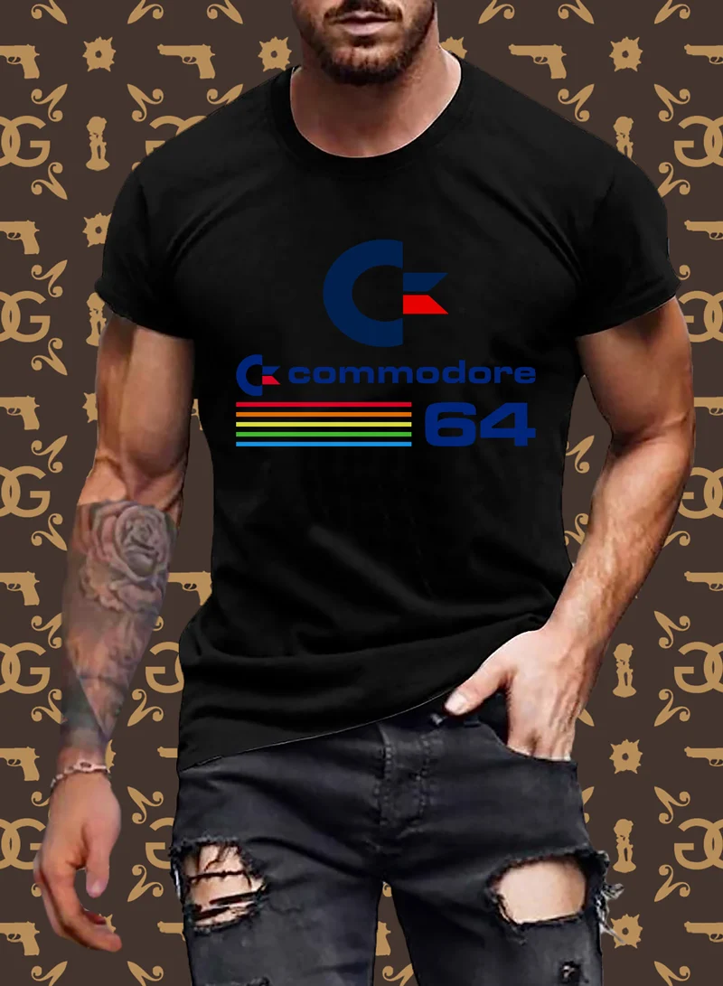 Fashion Herren Gaming Top Commodore T-Shirt Retro Streetwear 100 % Baumwolle