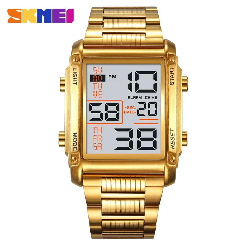 Herren Armbanduhr Digital Uhr Silber Edelstahl Quarzuhr Sportuhr Chronograph