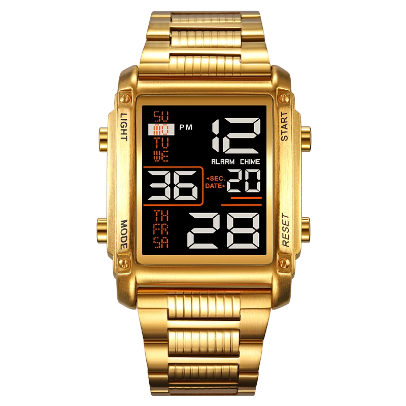 Herren Armbanduhr Digital Uhr Silber Edelstahl Quarzuhr Sportuhr Chronograph