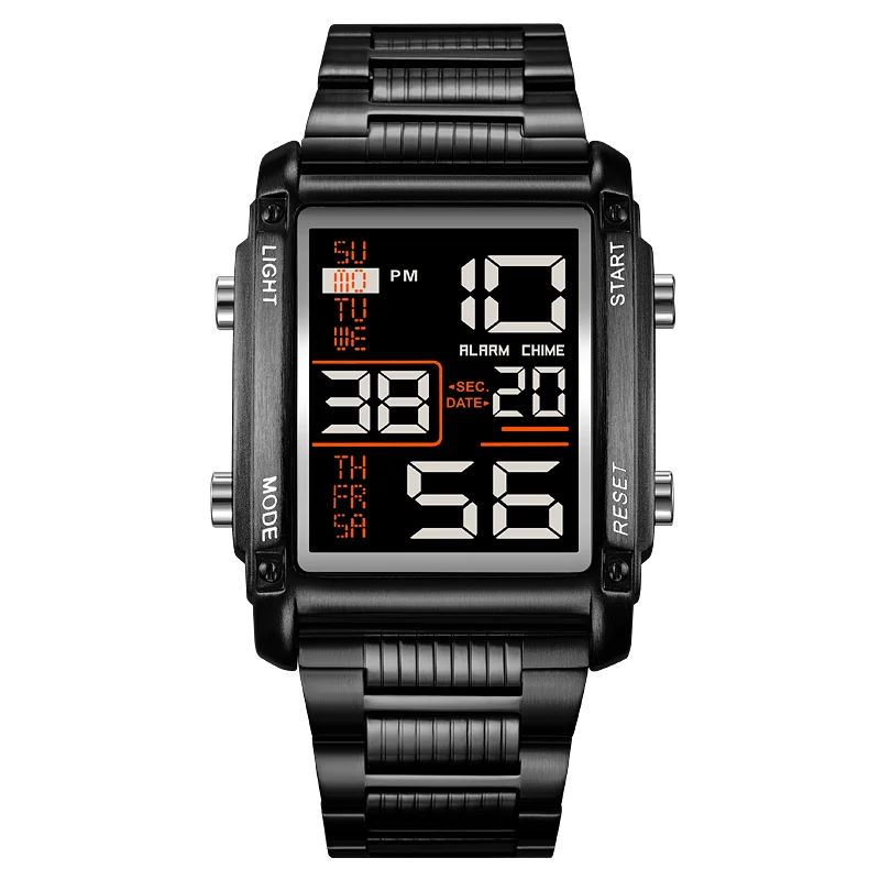 Herren Armbanduhr Digital Uhr Silber Edelstahl Quarzuhr Sportuhr Chronograph