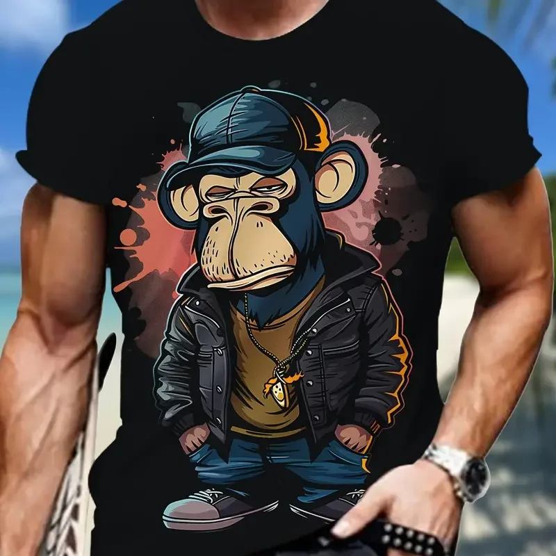 Herren Fashion Monkey T-Shirt Rundhals Unisex Sommer Streetwear Tank Top