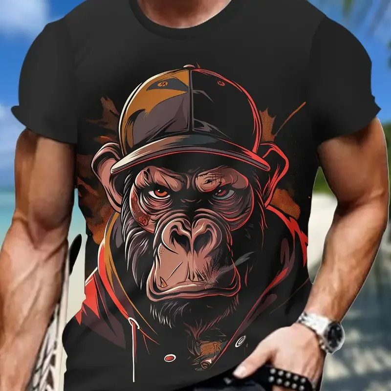 Herren Fashion Monkey T-Shirt Rundhals Unisex Sommer Streetwear Tank Top