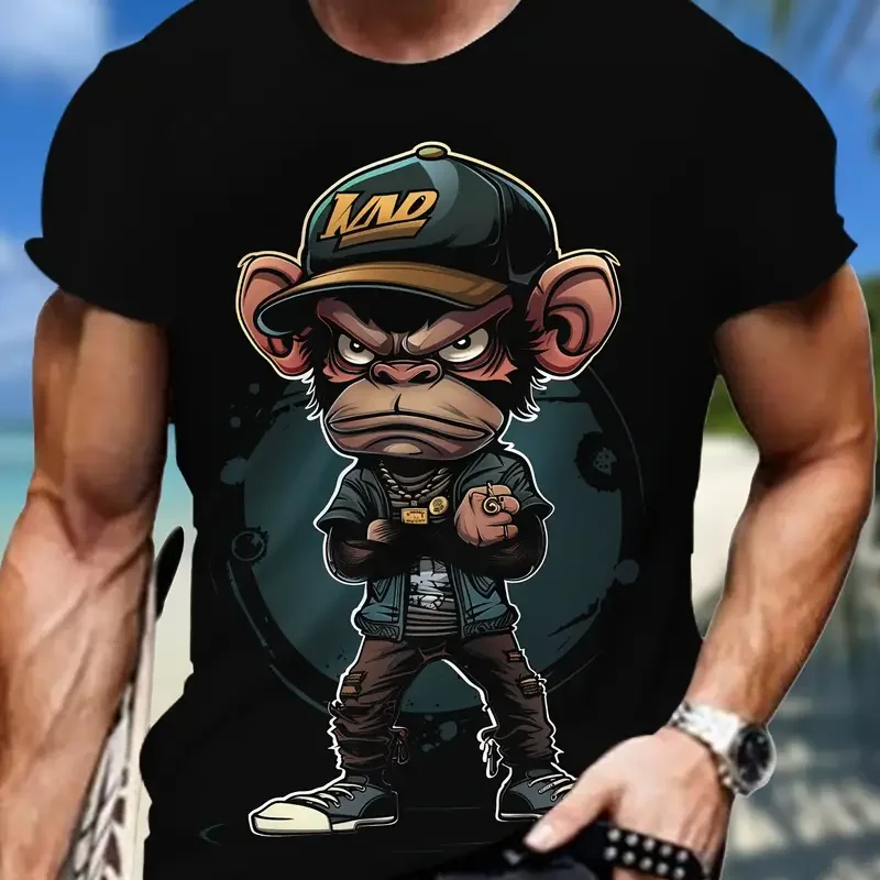 Herren Fashion Monkey T-Shirt Rundhals Unisex Sommer Streetwear Tank Top