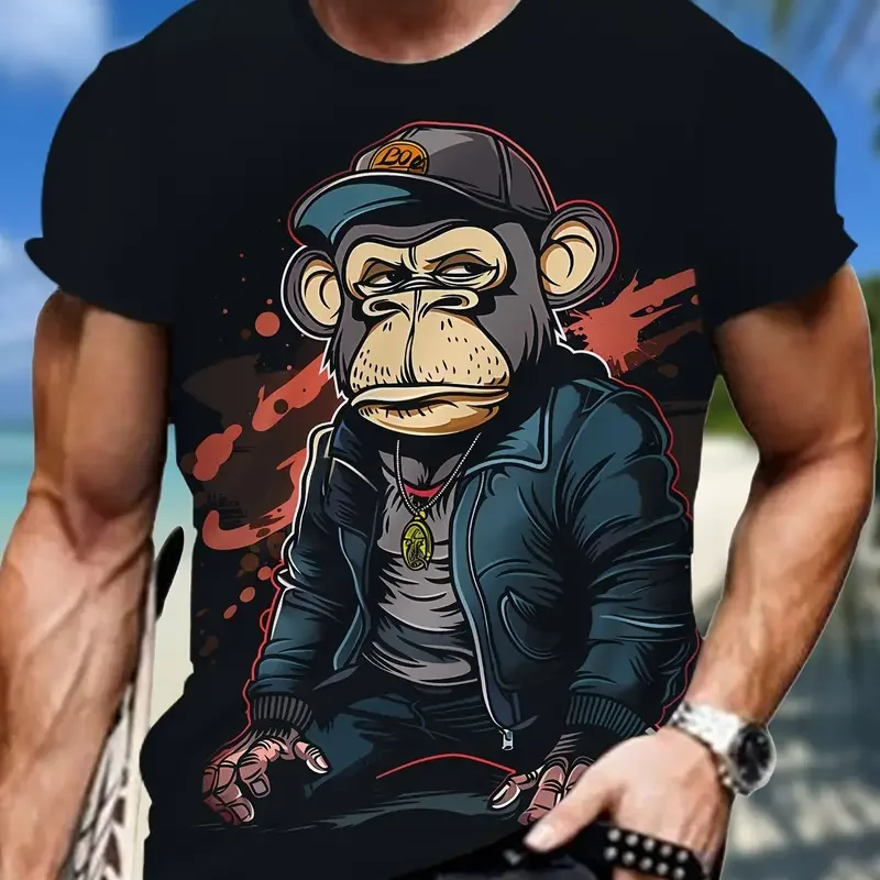 Herren Fashion Monkey T-Shirt Rundhals Unisex Sommer Streetwear Tank Top