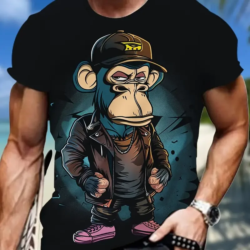 Herren Fashion Monkey T-Shirt Rundhals Unisex Sommer Streetwear Tank Top