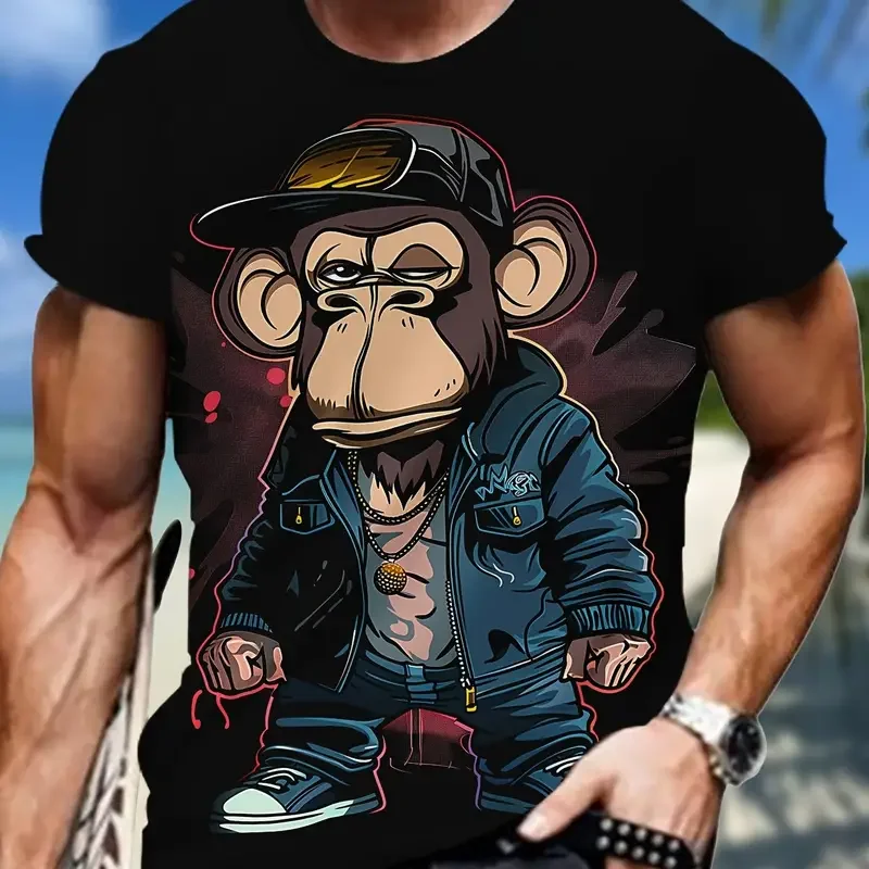 Herren Fashion Monkey T-Shirt Rundhals Unisex Sommer Streetwear Tank Top
