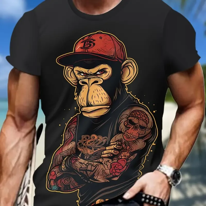Herren Fashion Monkey T-Shirt Rundhals Unisex Sommer Streetwear Tank Top