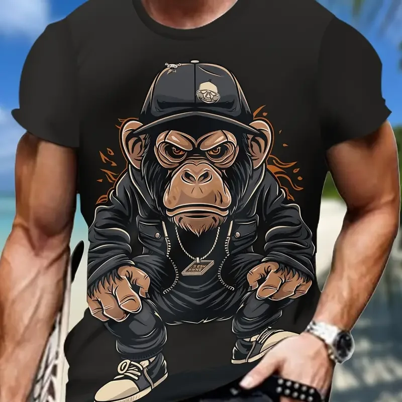 Herren Fashion Monkey T-Shirt Rundhals Unisex Sommer Streetwear Tank Top