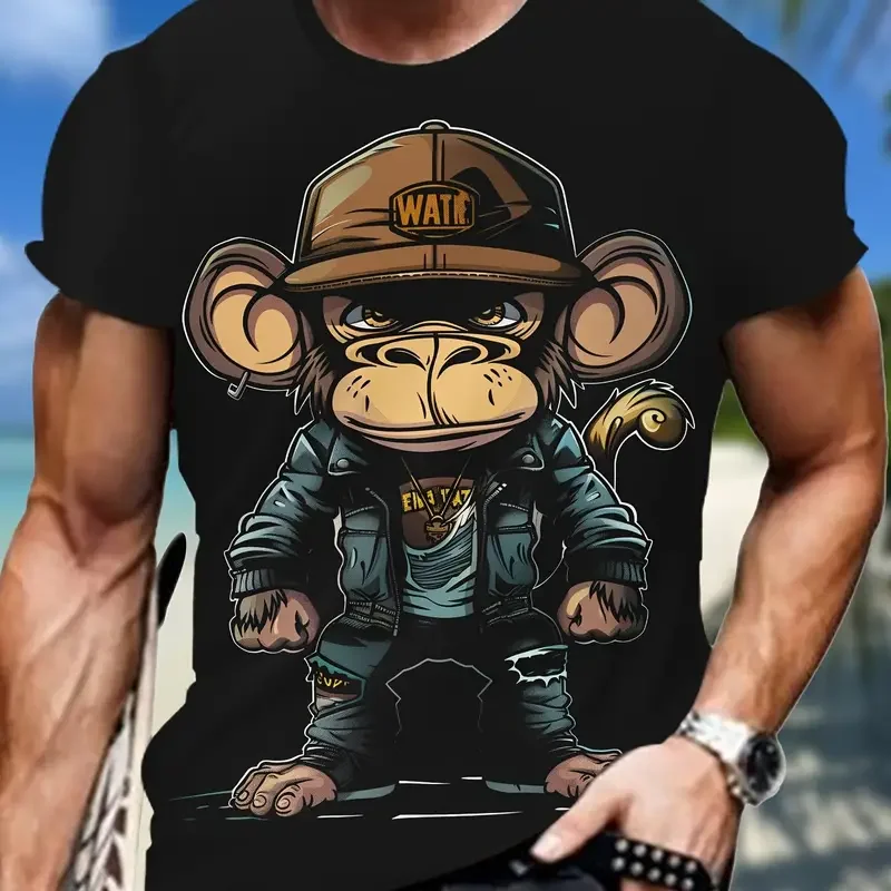 Herren Fashion Monkey T-Shirt Rundhals Unisex Sommer Streetwear Tank Top