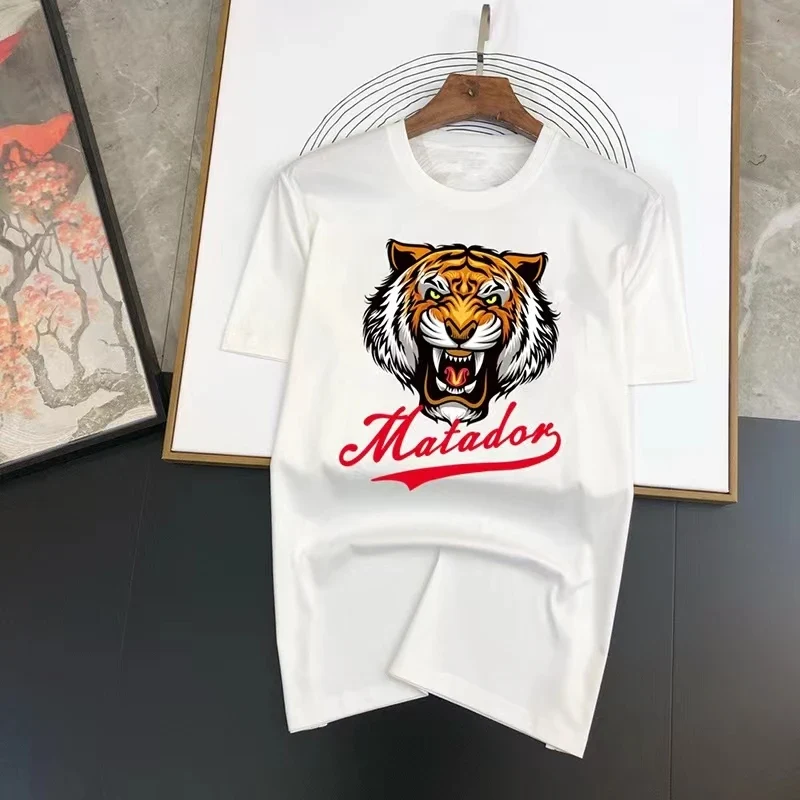 Herren Fashion Tiger Baumwolle T-Shirt Rundhals Unisex Sommer Streetwear Top