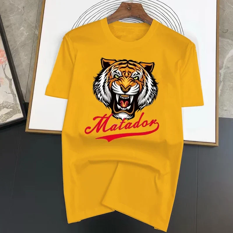 Herren Fashion Tiger Baumwolle T-Shirt Rundhals Unisex Sommer Streetwear Top