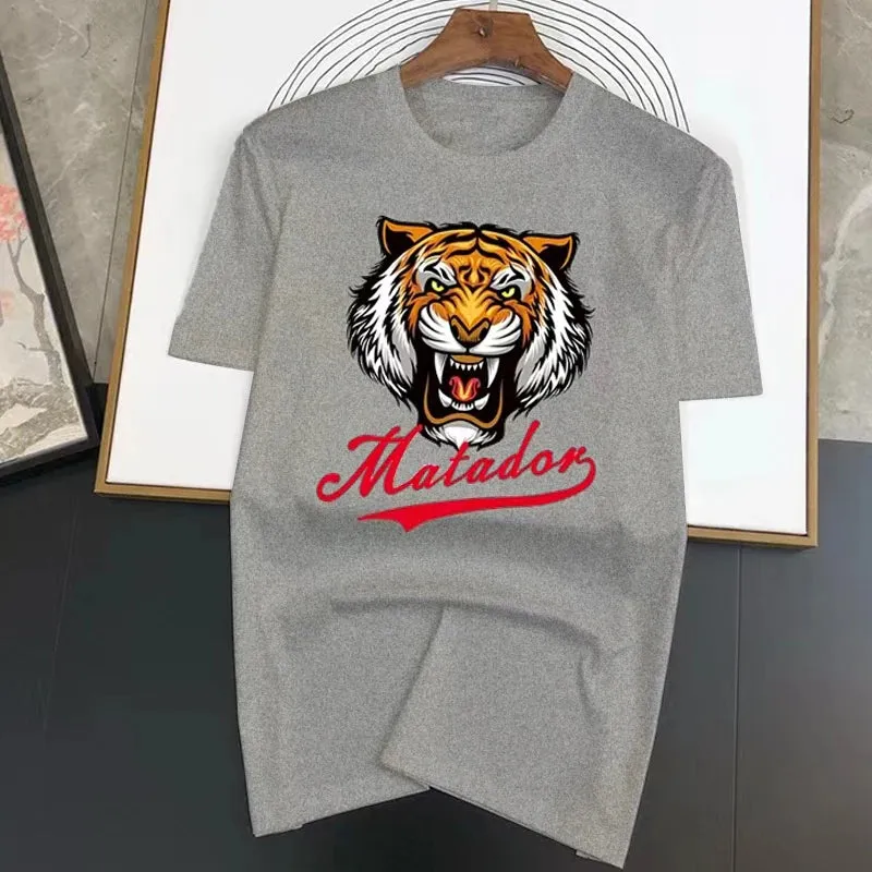 Herren Fashion Tiger Baumwolle T-Shirt Rundhals Unisex Sommer Streetwear Top