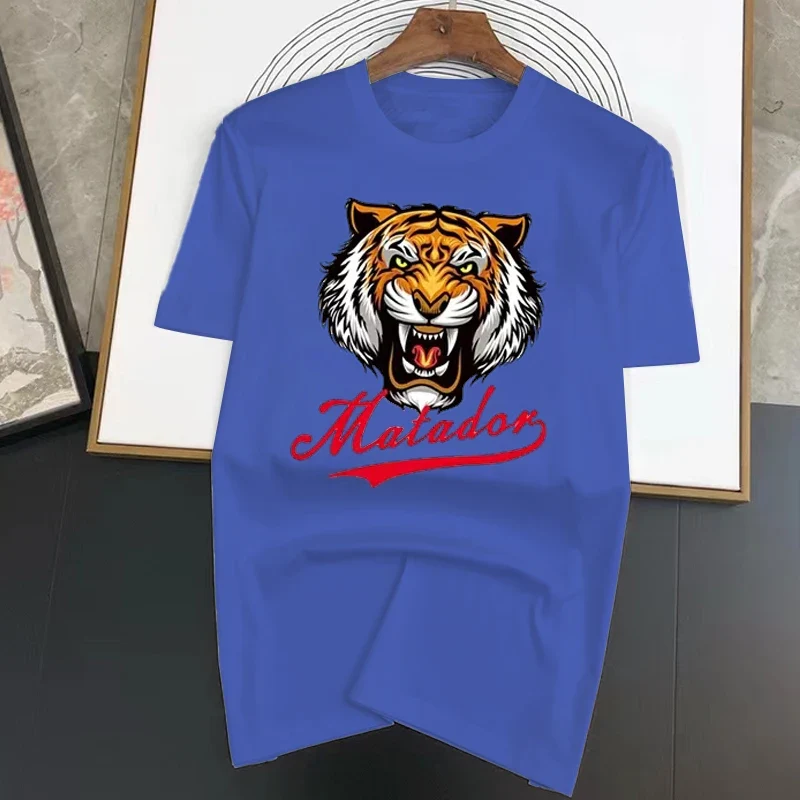 Herren Fashion Tiger Baumwolle T-Shirt Rundhals Unisex Sommer Streetwear Top