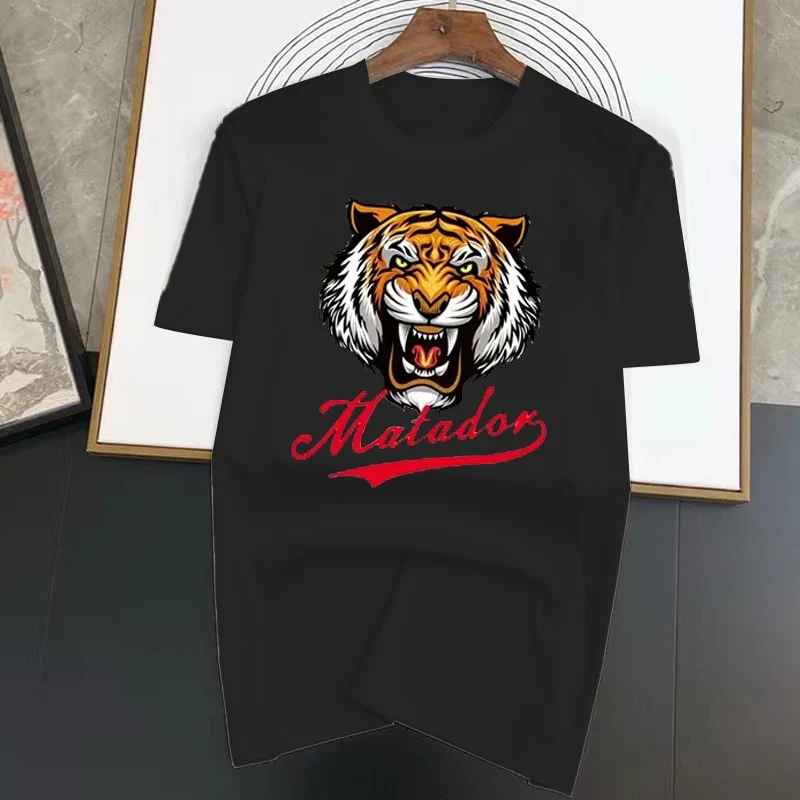 Herren Fashion Tiger Baumwolle T-Shirt Rundhals Unisex Sommer Streetwear Top