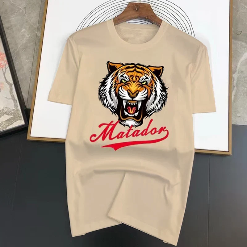 Herren Fashion Tiger Baumwolle T-Shirt Rundhals Unisex Sommer Streetwear Top