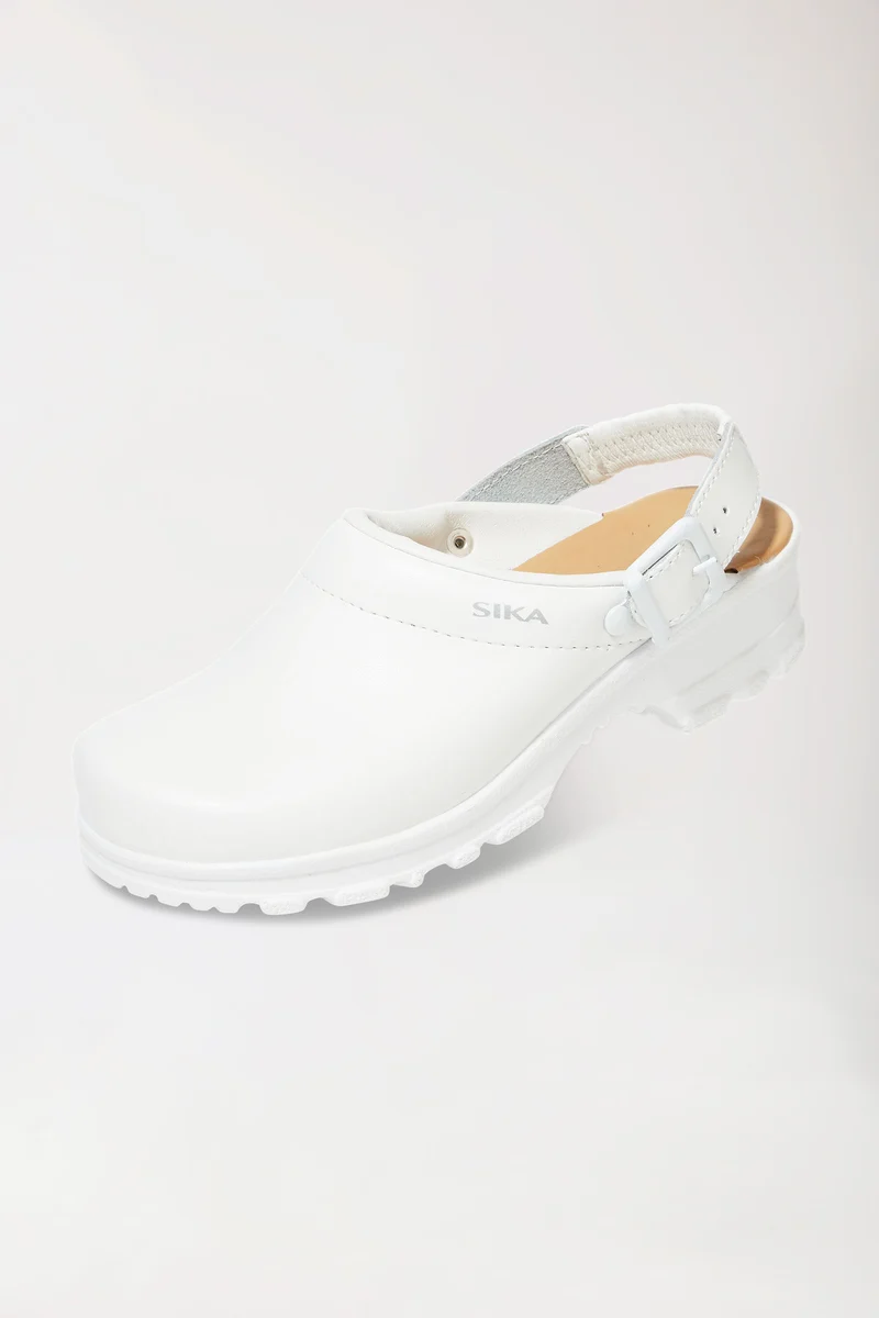 Berufs-Clog Weiß Permair Leder Unisex weiß