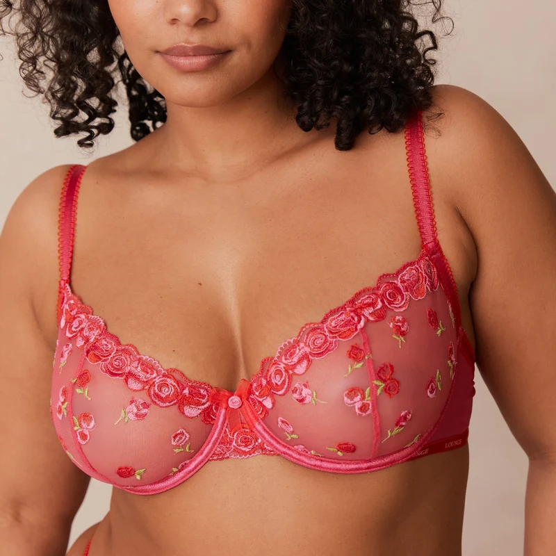Blush Embroidered Balcony BH - Heißes Rosa
