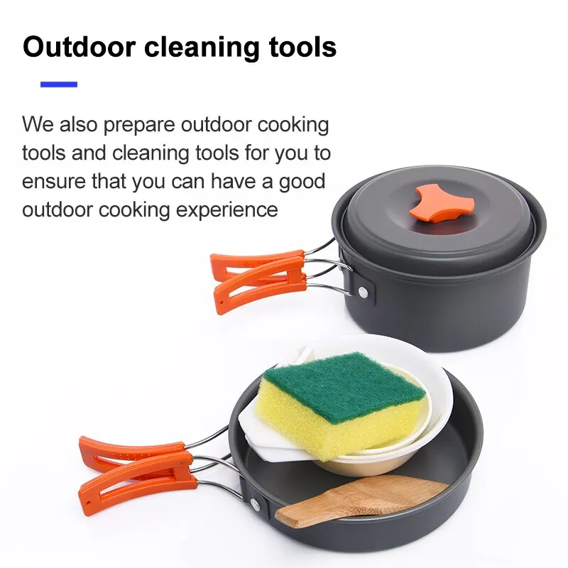 Camping Kochgeschirr Set Kochtopf Outdoor Töpfe Pfanne BBQ Picknick Ausrüstung